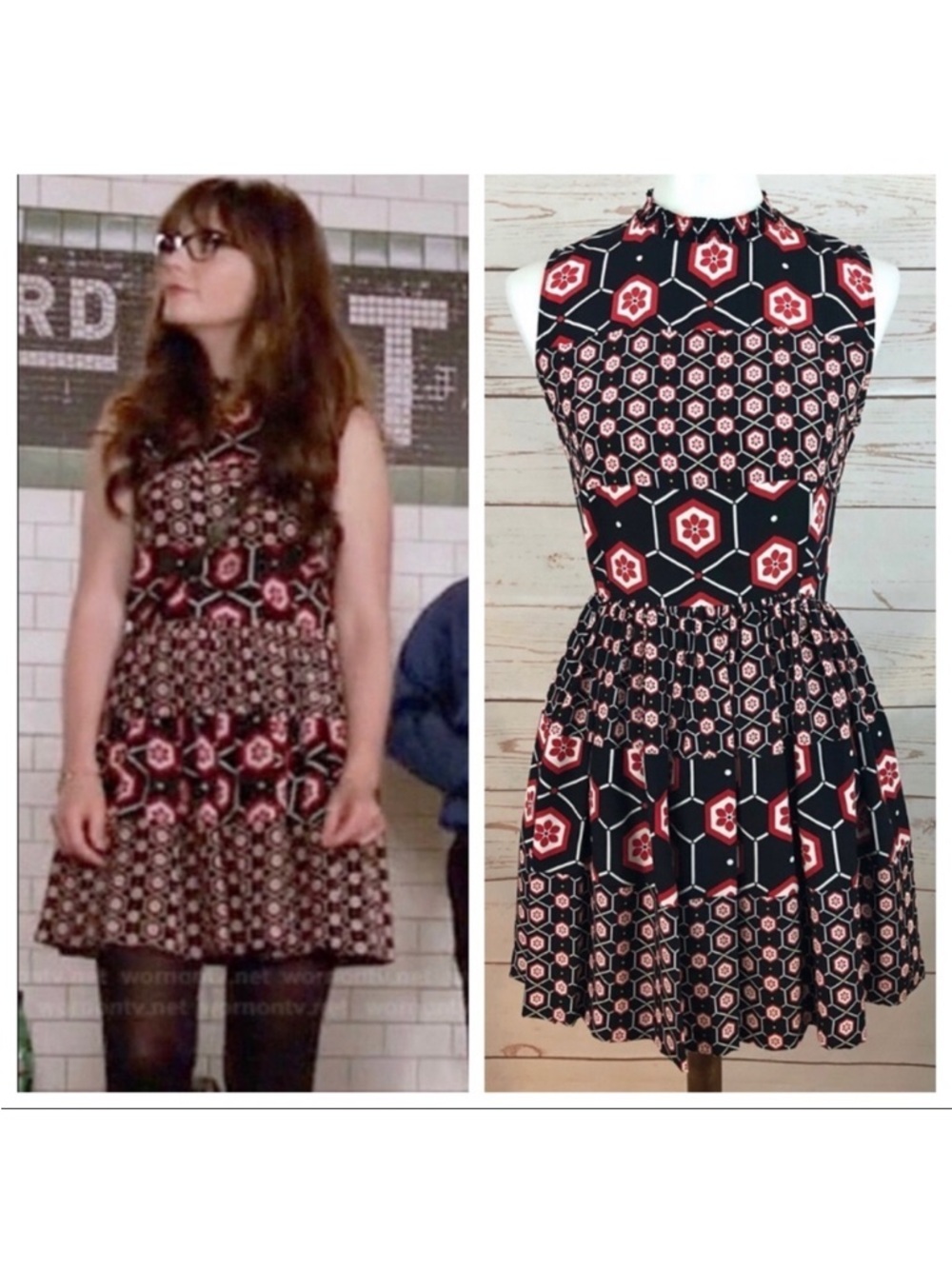Sandro Paris Honeycomb Paisley Retro Mod Flare Dress